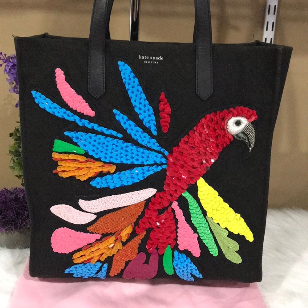 Kate Spade Canvas w/Leather trim Parrot Tote